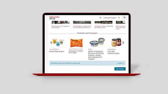 Your product news will appear on the home page of www.lebensmittelzeitung.net in rotating placement.