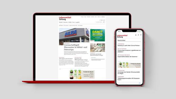 Full visibility on www.lebensmittelzeitung.net, both desktop and mobile. Your teaser will appear on the home page of www.lebensmittelzeitung.net and will also be displayed under each article.