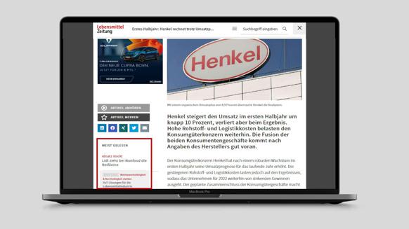 Your advertorial will be listed for one week on all news articles as a teaser under "most read" on the left side of the screen. 