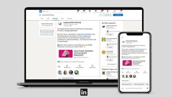 Additional reach and attention is provided by posts on Lebensmittel Zeitung's channel on LinkedIn.