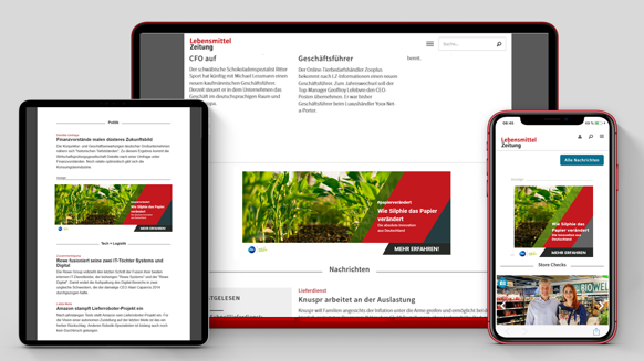 Prominent banners on www.lebensmittelzeitung.net additionally link to your digital storytelling for three weeks.