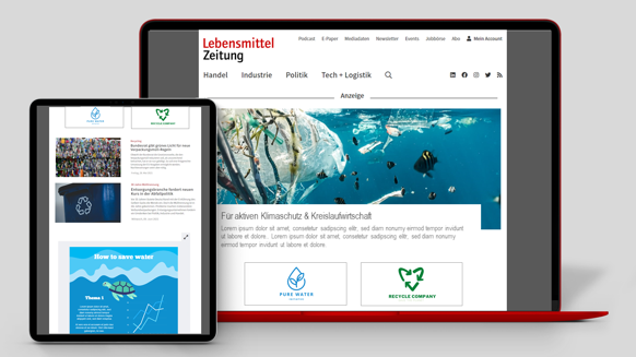 Attention-grabbing banners on www.lebensmittelzeitung.net and in the LZ newsletter link to your content hub for three weeks.